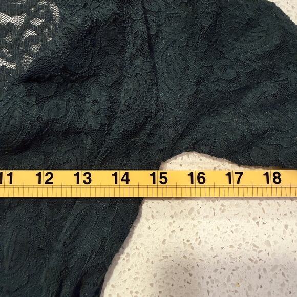 Free People Pearl Lace Mini Dress Forest Green XS Long Sleeve V Neck Holiday - Picture 9 of 10